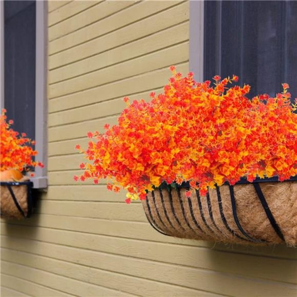 Artificial Fall Flowers,Fake Outdoor UV Resistant Autumn Plants for Home Kitchen - Picture 4 of 7